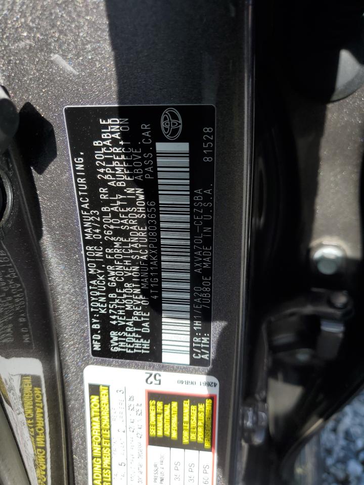 2023 TOYOTA CAMRY SE NIGHT SHADE VIN:4T1G11AKXPU803656