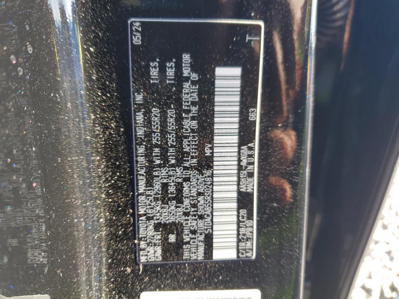 2024 TOYOTA GRAND HIGHLANDER XLE VIN:5TDACAB55RS024816