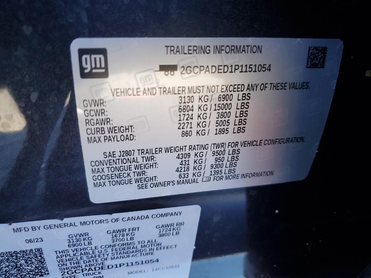 2023 CHEVROLET SILVERADO C1500 RST VIN:2GCPADED1P1151054