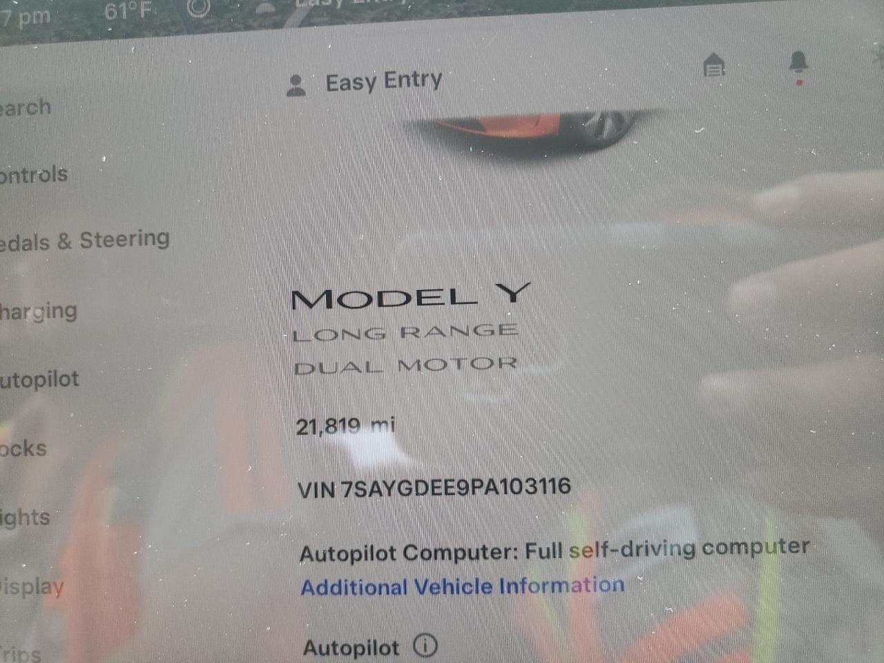 2023 TESLA MODEL Y  VIN:7SAYGDEE9PA103116