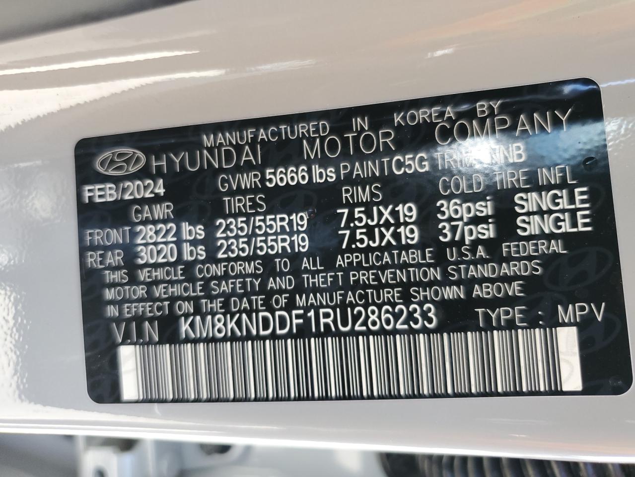 2024 HYUNDAI IONIQ 5 SEL VIN:KM8KNDDF1RU286233