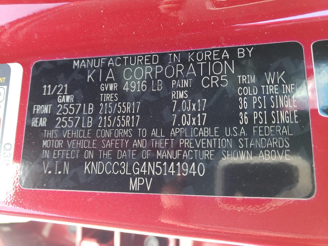 2022 KIA NIRO S VIN:1G4HP54K22U166230