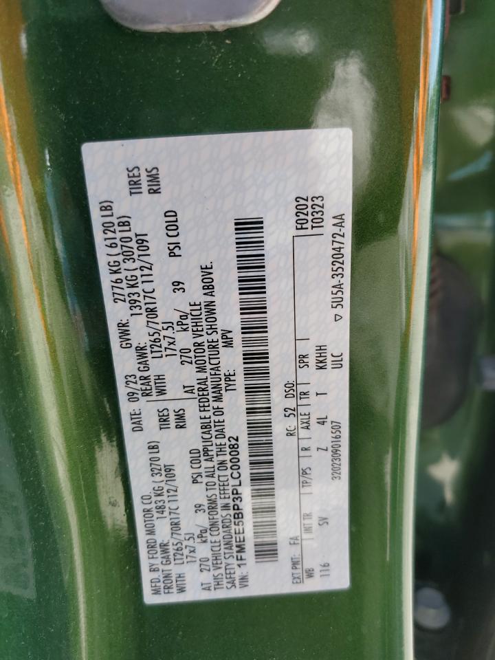 2023 FORD BRONCO BASE VIN:1FMEE5BP3PLC00082
