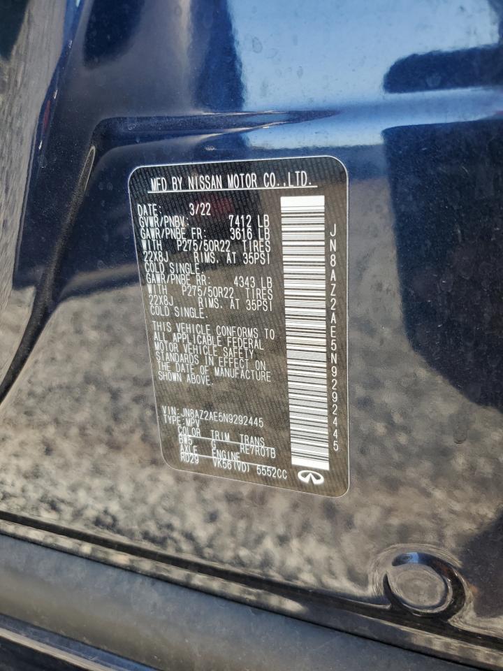 2022 INFINITI QX80 LUXE VIN:JN8AZ2AE5N9292445