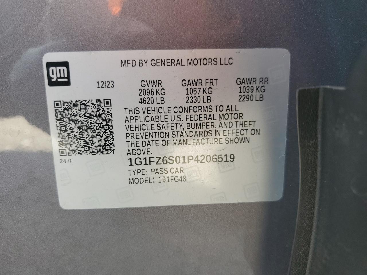 2023 CHEVROLET BOLT EUV PREMIER VIN:1G1FZ6S01P4206519