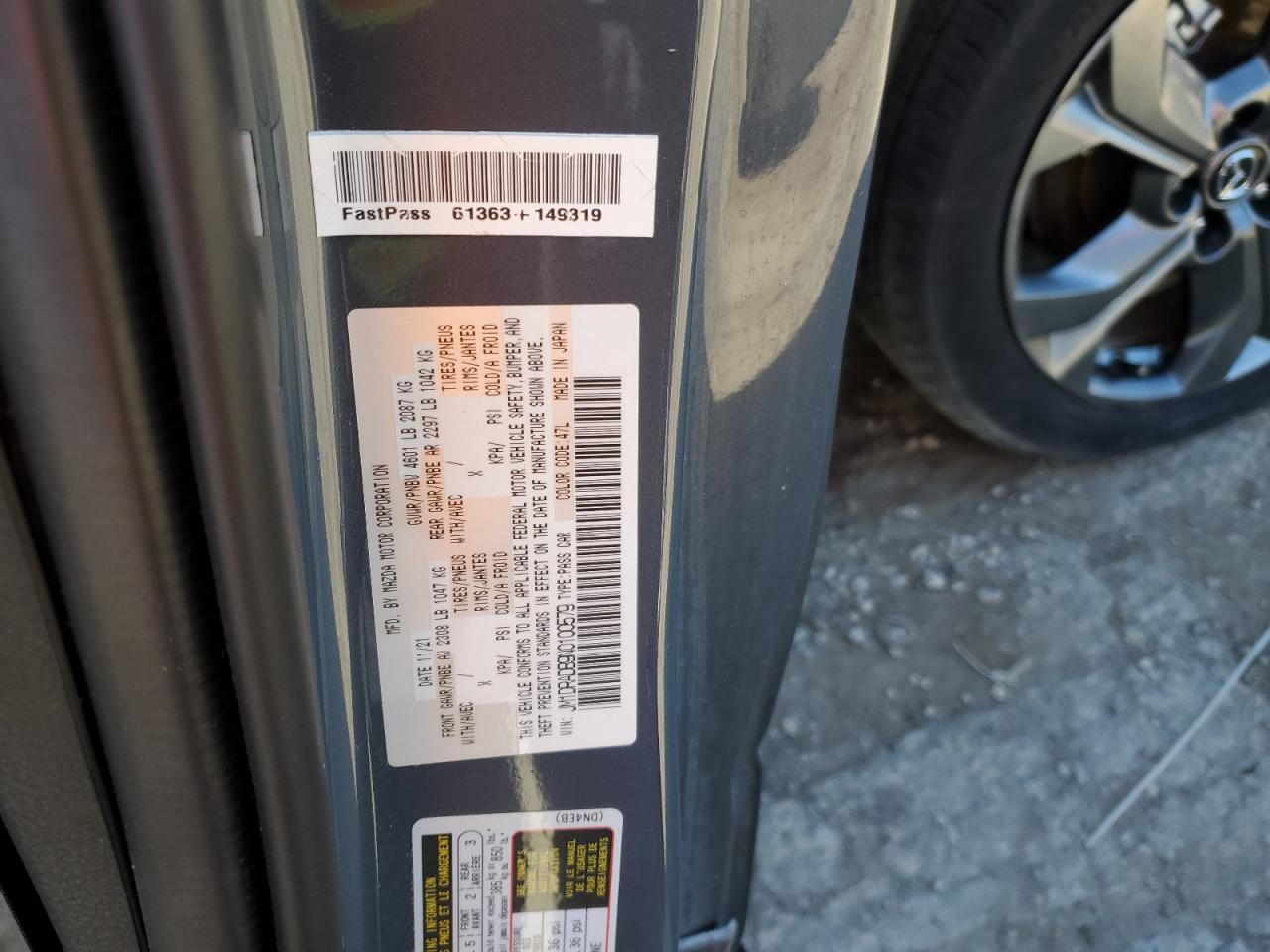 2022 MAZDA MX-30 PREMIUM PLUS VIN:JM1DRADB9N0100579