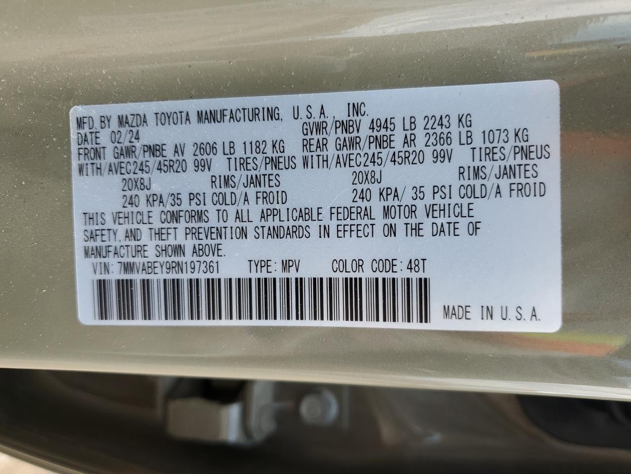 2024 MAZDA CX-50 PREMIUM PLUS VIN:7MMVABEY9RN197361
