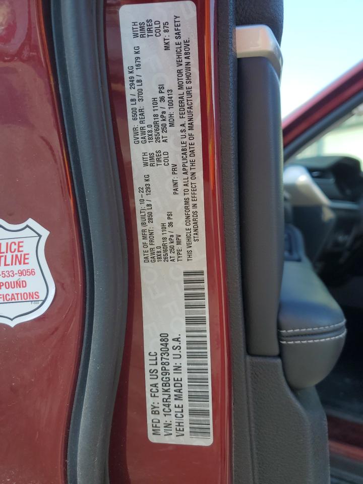 2023 JEEP GRAND CHEROKEE L LIMITED VIN:1C4RJKBG9P8730480
