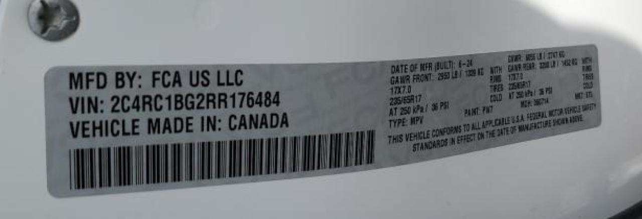 2024 CHRYSLER PACIFICA TOURING L VIN:2C4RC1BG2RR176484