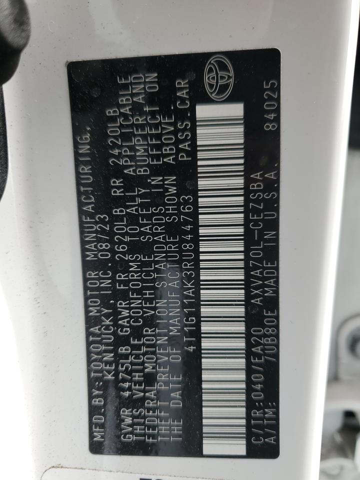 2024 TOYOTA CAMRY SE NIGHT SHADE VIN:4T1G11AK3RU844763