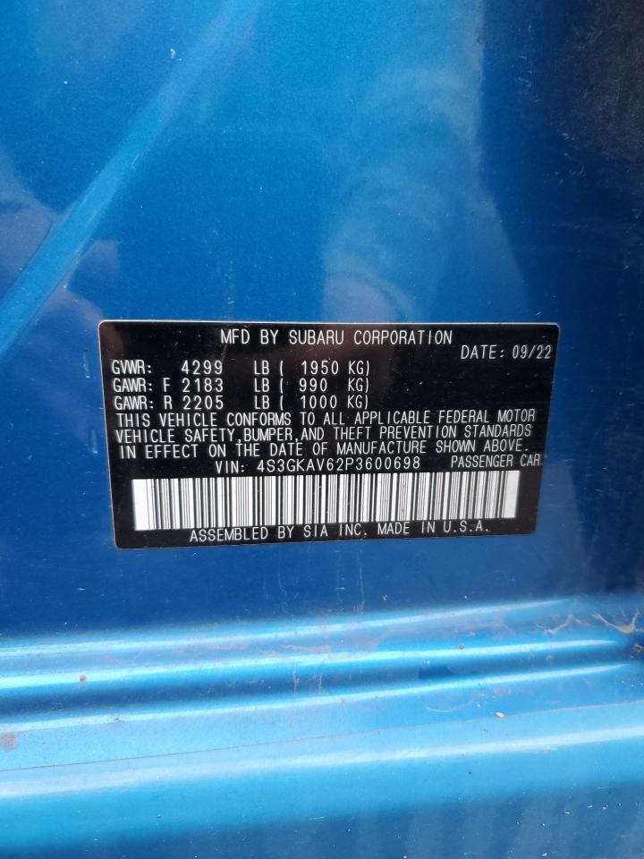 2023 SUBARU IMPREZA PREMIUM VIN:4S3GKAV62P3600698