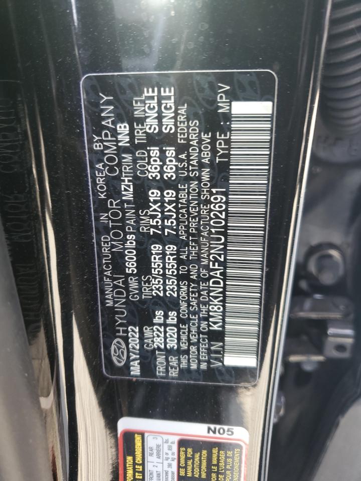 2022 HYUNDAI IONIQ 5 SEL VIN:KM8KNDAF2NU102691