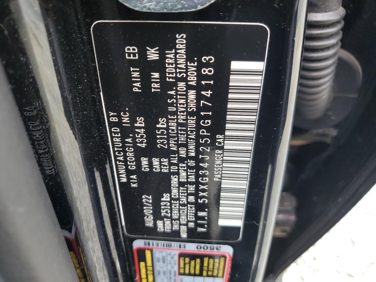 2023 KIA K5 EX VIN:5XXG34J25PG174183