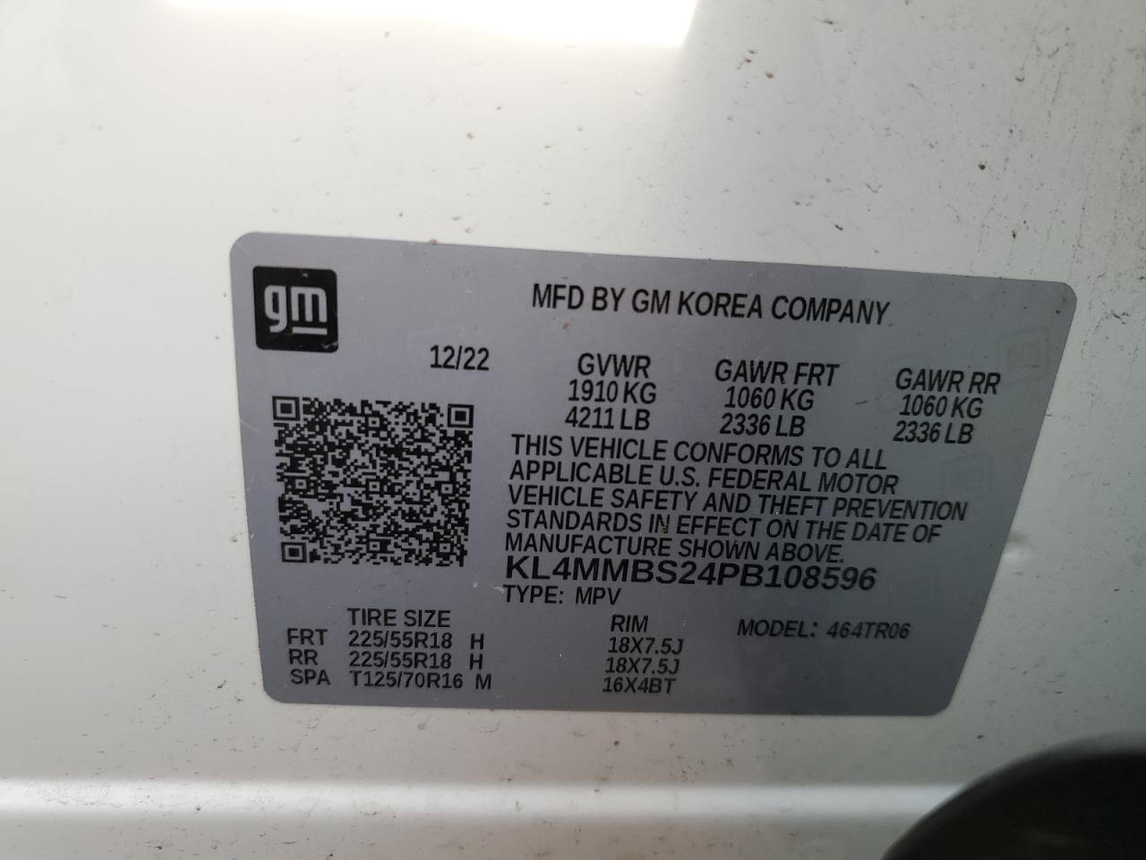 2023 BUICK ENCORE GX PREFERRED VIN:KL4MMBS24PB108596