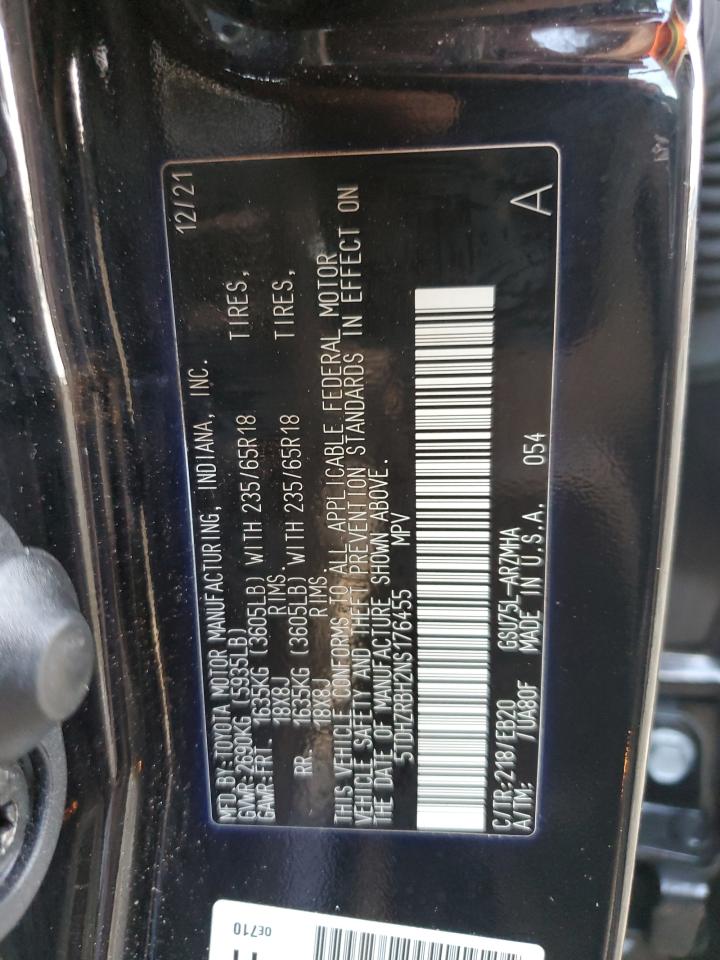 2022 TOYOTA HIGHLANDER XLE VIN:5TDHZRBH2NS176455