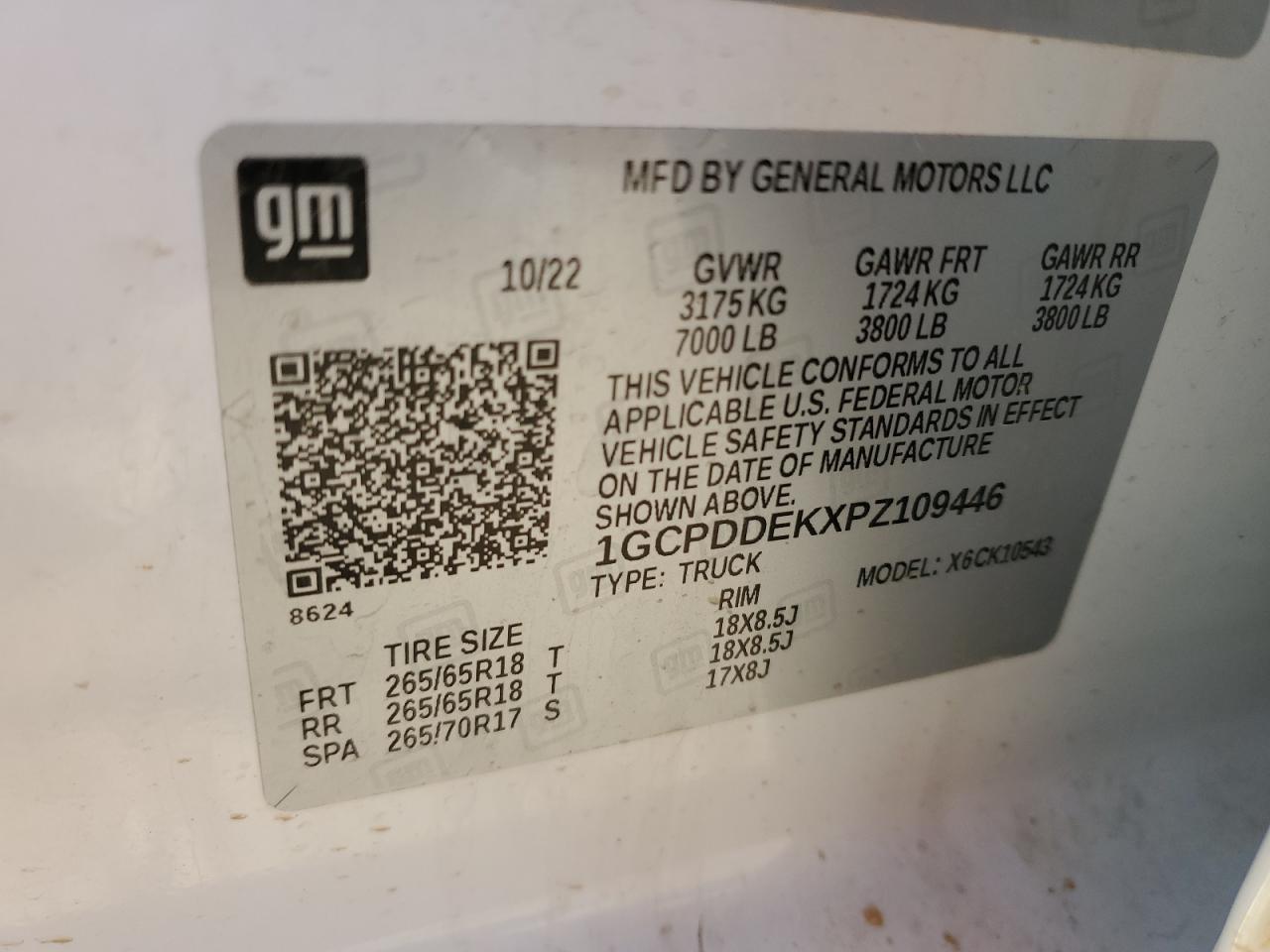 2023 CHEVROLET SILVERADO K1500 LT VIN:1GCPDDEKXPZ109446