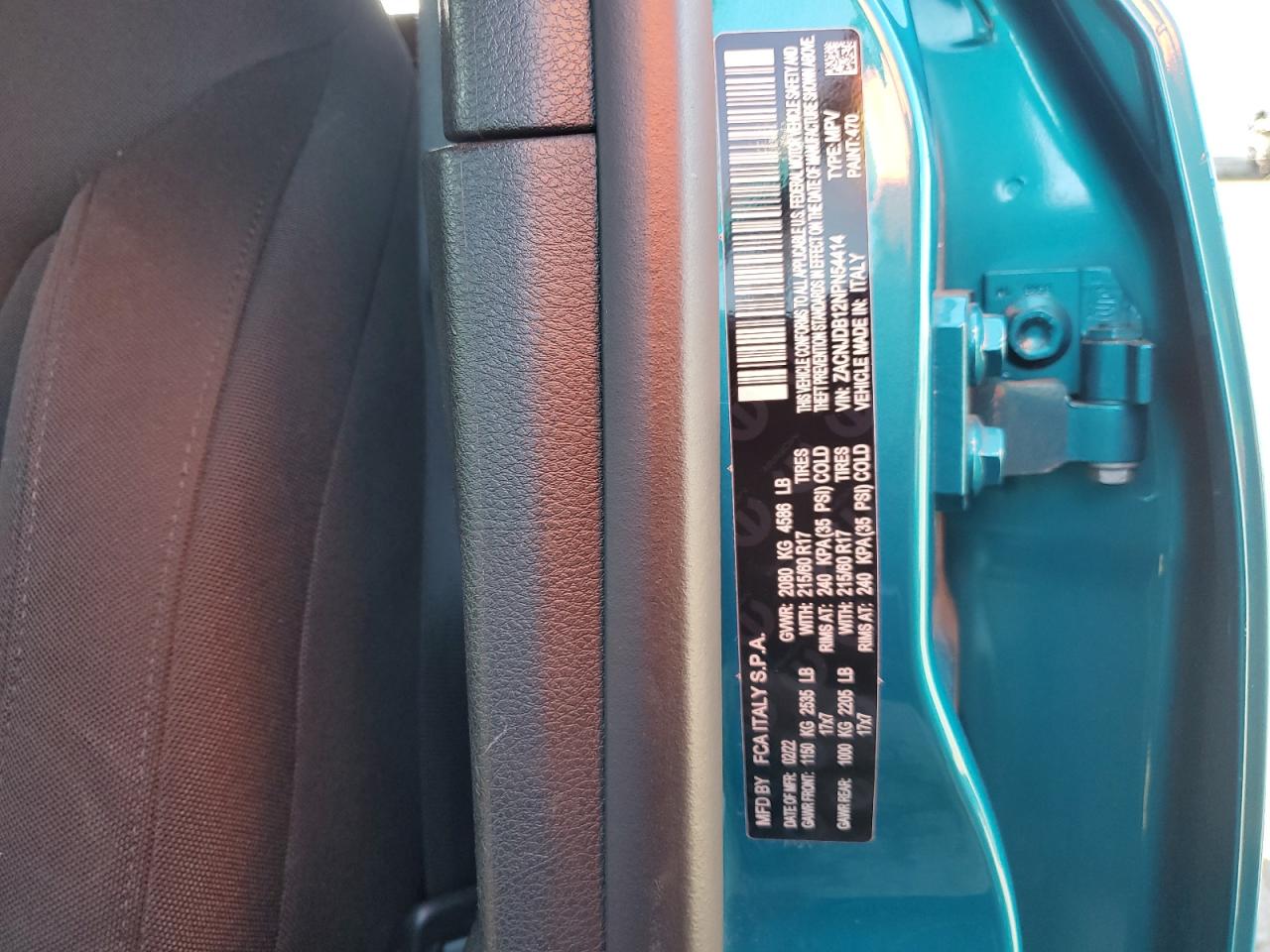2022 JEEP RENEGADE LATITUDE VIN:ZACNJDB12NPN54414