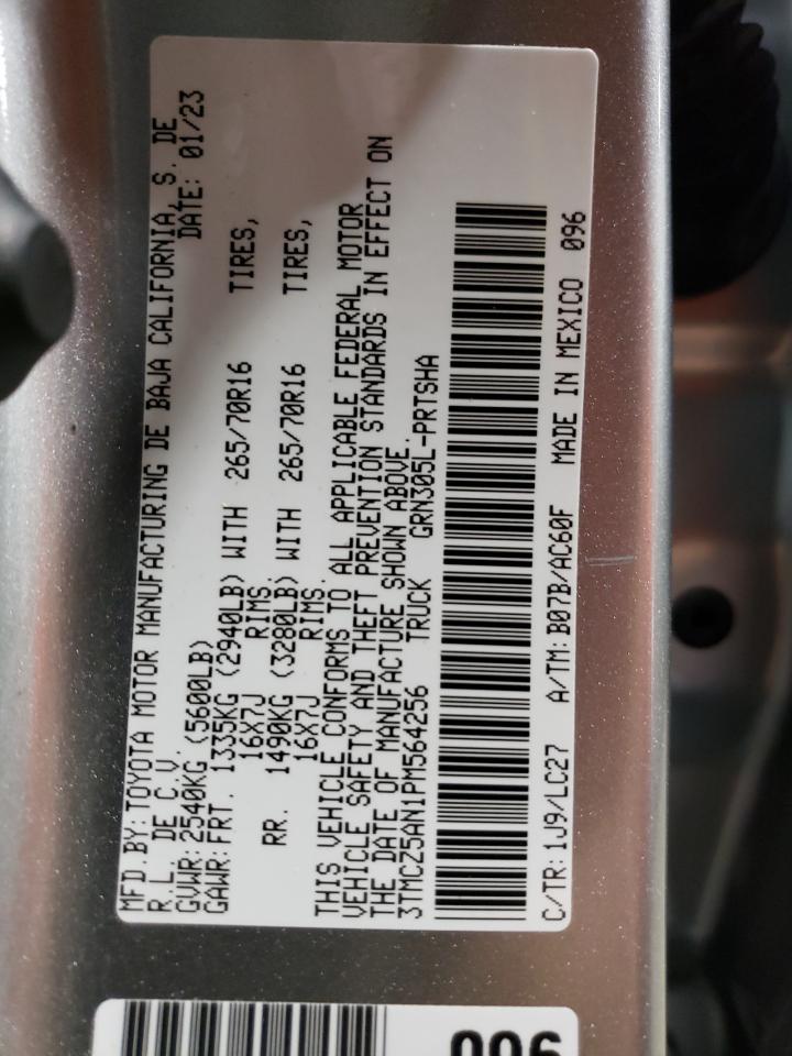 2023 TOYOTA TACOMA DOUBLE CAB VIN:3TMCZ5AN1PM564256