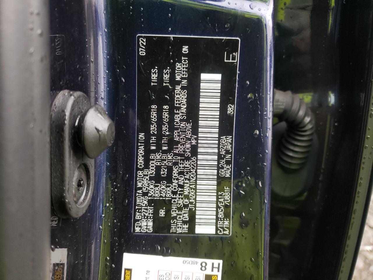 2022 LEXUS RX 350 L VIN:JTJHZKFA1N2042206