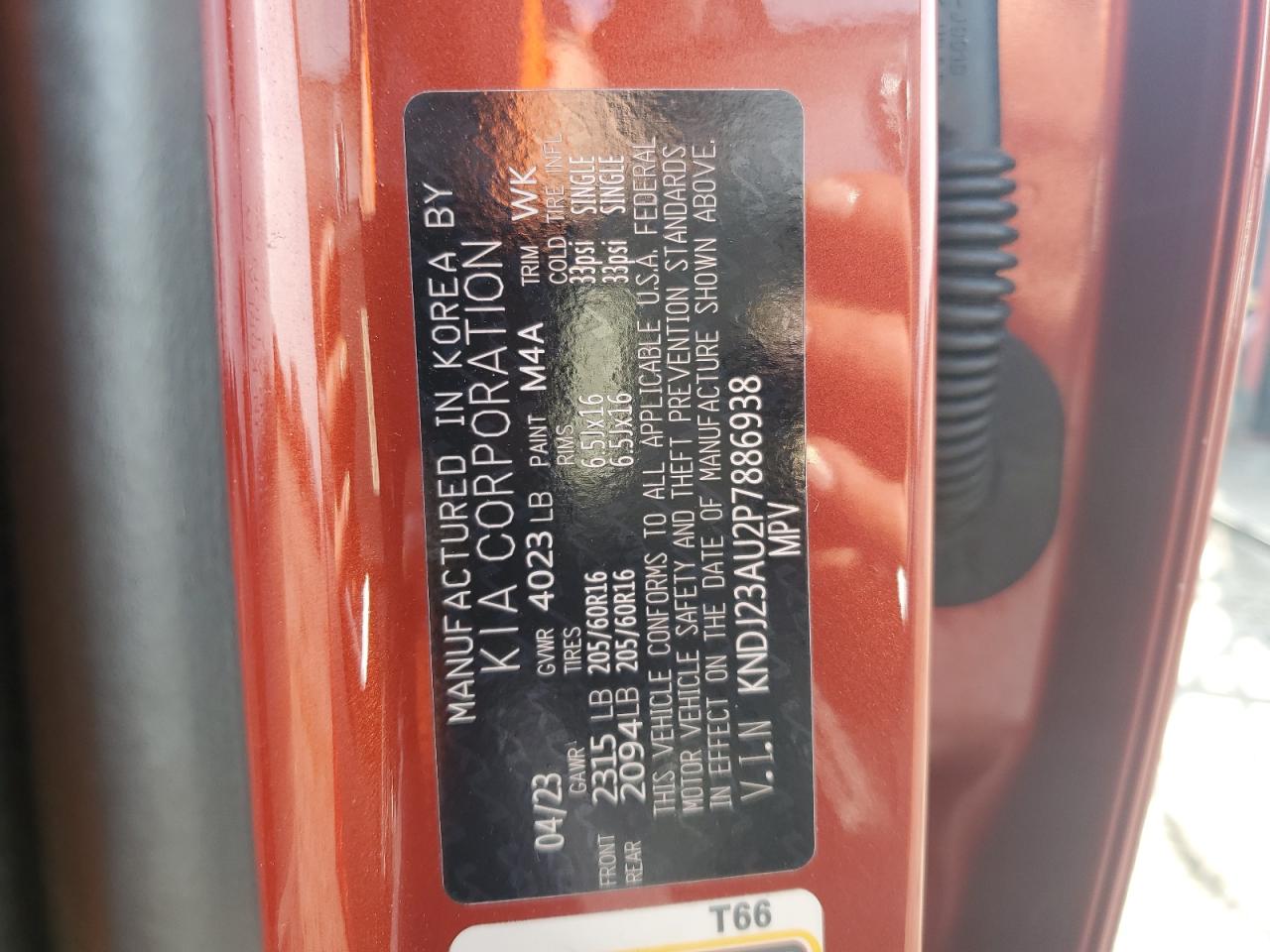 2023 KIA SOUL LX VIN:KNDJ23AU2P7886938