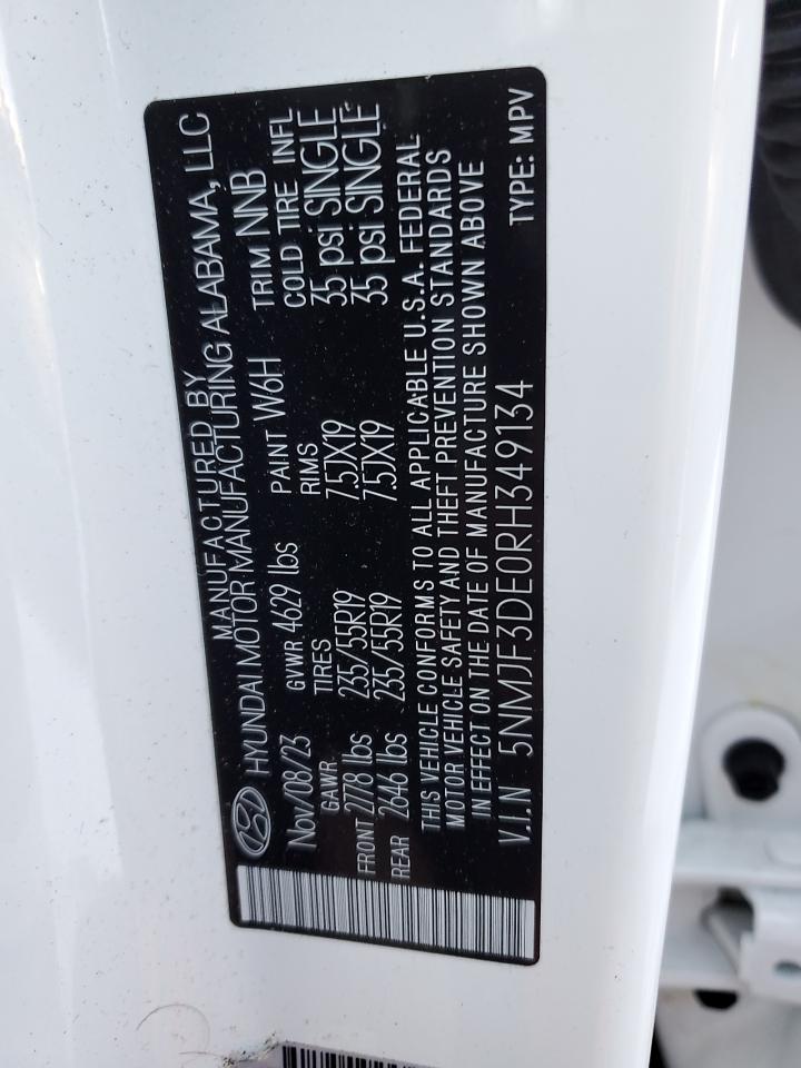 2024 HYUNDAI TUCSON SEL VIN:5NMJF3DE0RH349134