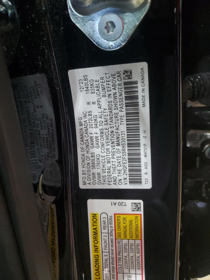 2024 HONDA CIVIC SPORT VIN:2HGFE2F55RH530131