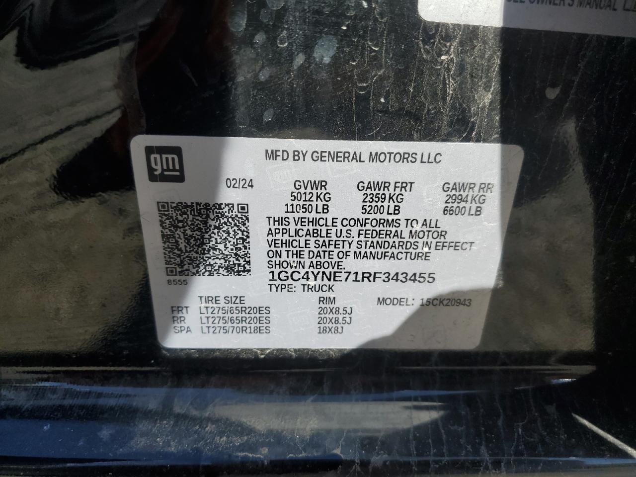 2024 CHEVROLET SILVERADO K2500 HEAVY DUTY LT VIN:1GC4YNE71RF343455