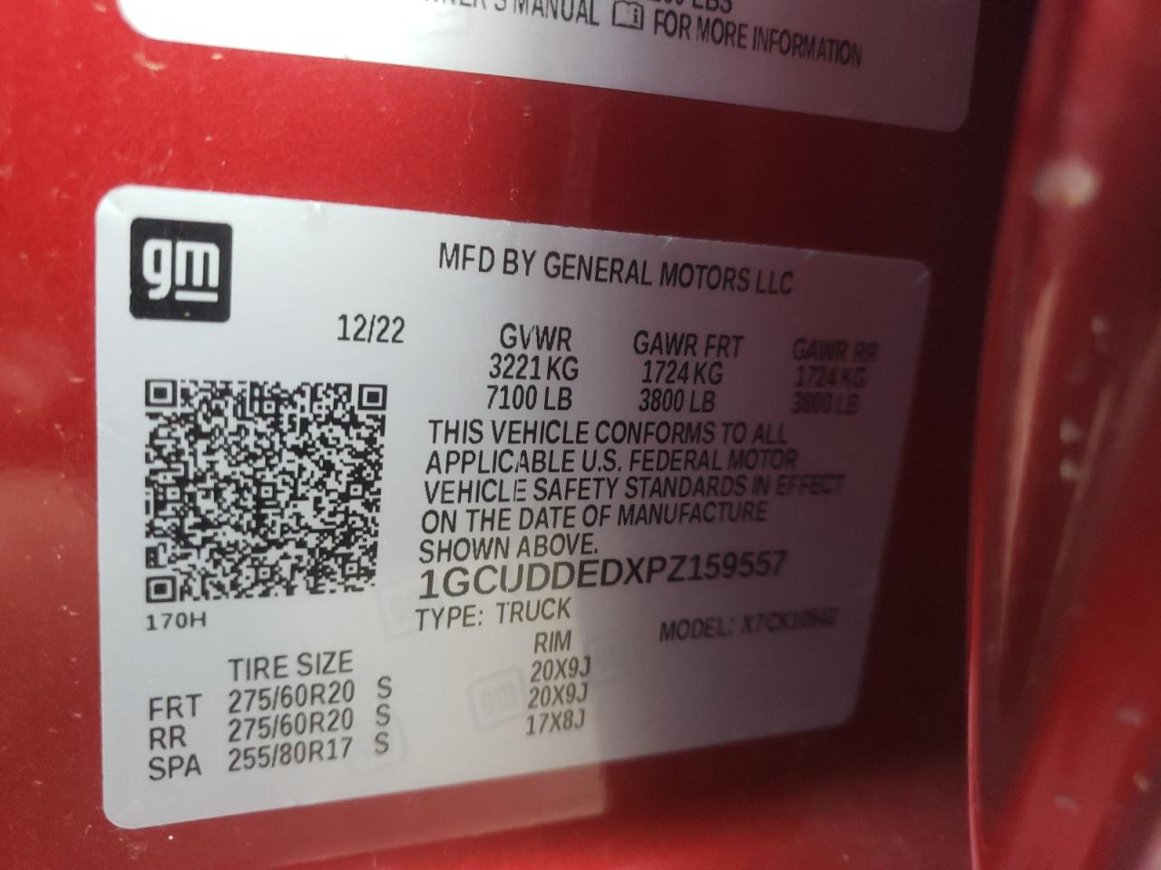 2023 CHEVROLET SILVERADO K1500 LT VIN:1GCUDDEDXPZ159557