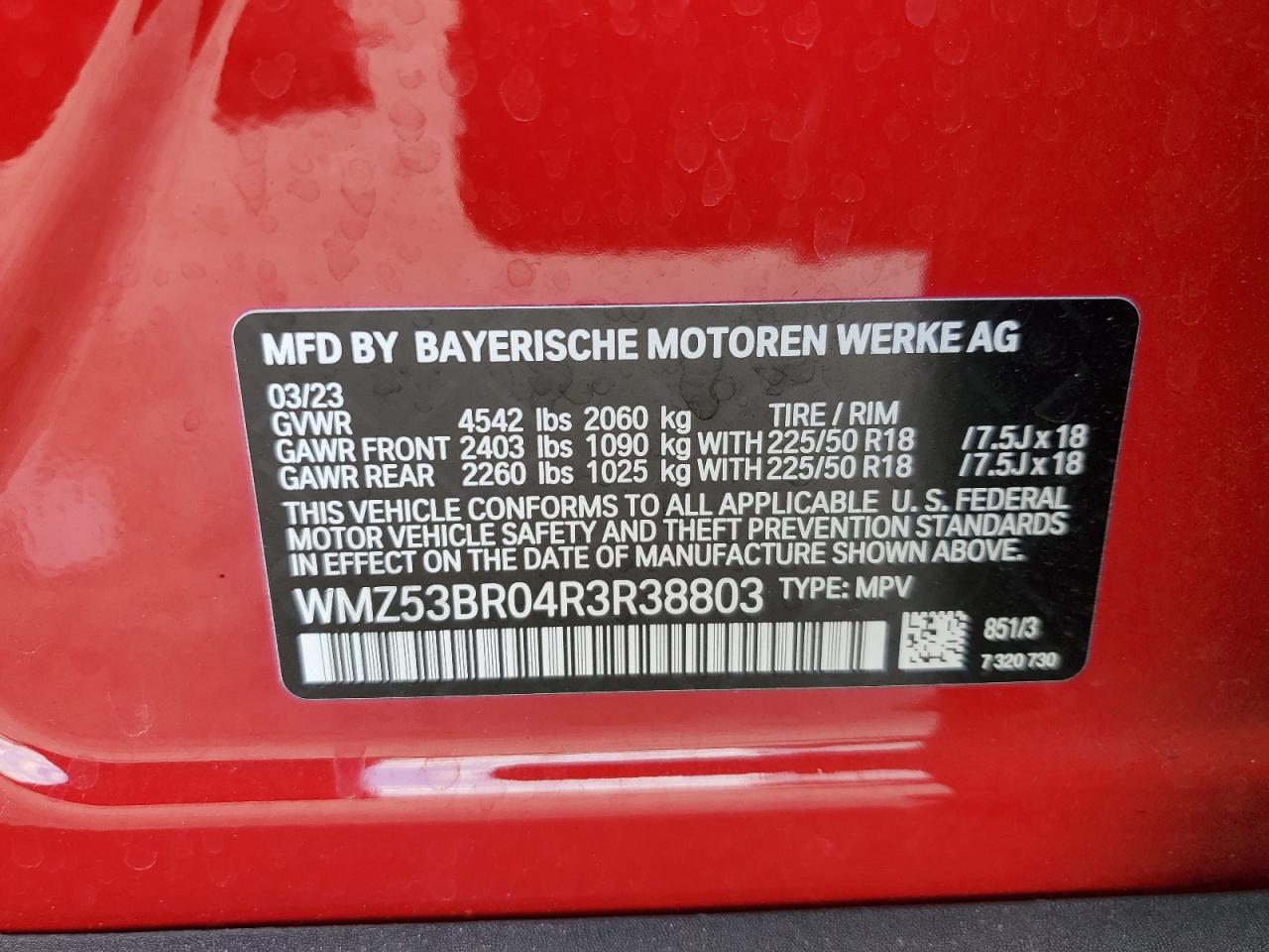 2024 MINI COOPER S COUNTRYMAN VIN:WMZ53BR04R3R38803