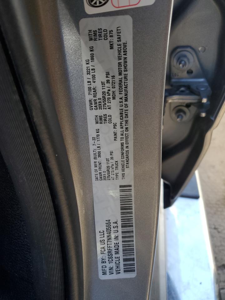 2022 RAM 1500 BIG HORN/LONE STAR VIN:1C6SRFFT7NN405664