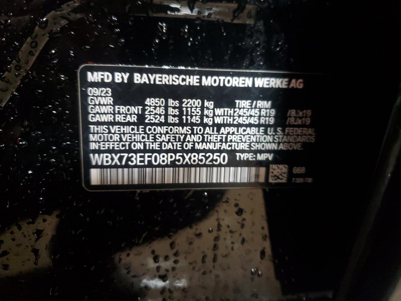 2023 BMW X1 XDRIVE28I VIN:WBX73EF08P5X85250