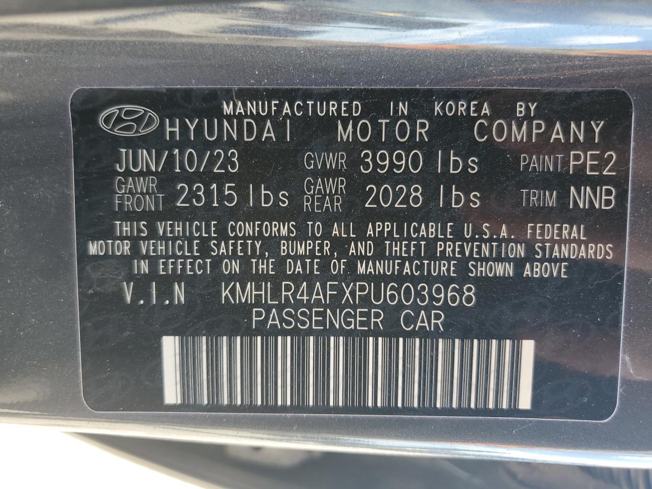 2023 HYUNDAI ELANTRA N LINE VIN:KMHLR4AFXPU603968