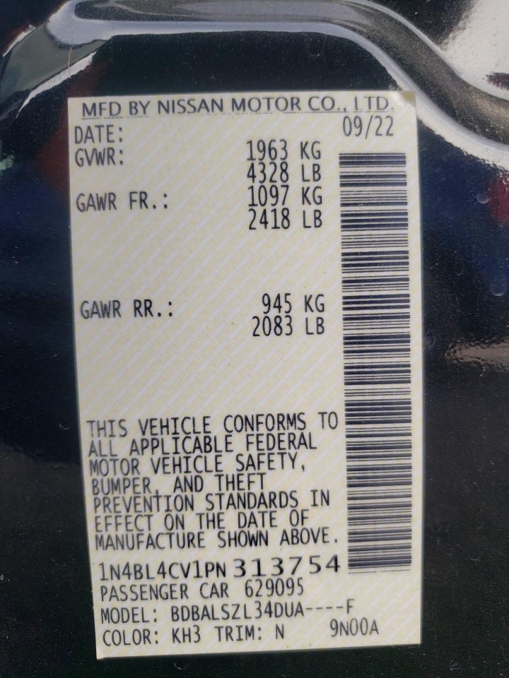 2023 NISSAN ALTIMA SR VIN:1N4BL4CV1PN313754