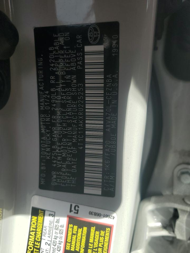 2024 TOYOTA CAMRY LE VIN:4T1C11AKXRU225253