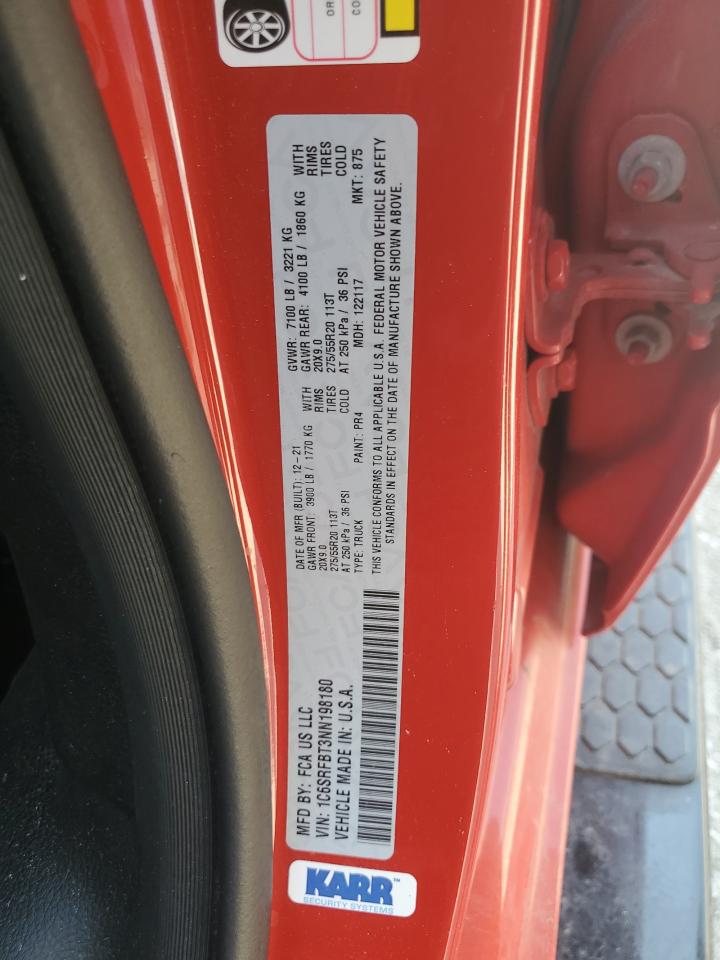 2022 RAM 1500 BIG HORN/LONE STAR VIN:1C6SRFBT3NN198180