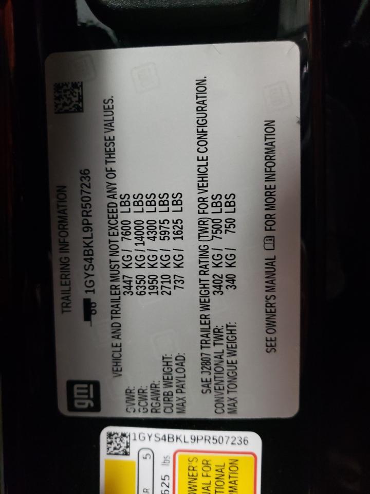 2023 CADILLAC ESCALADE PREMIUM LUXURY VIN:1GYS4BKL9PR507236