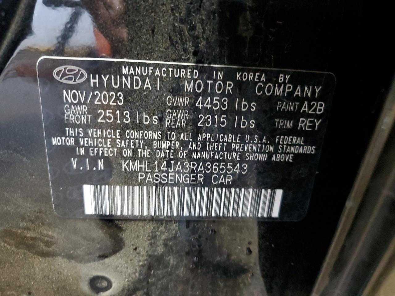 2024 HYUNDAI SONATA SEL VIN:KMHL14JA3RA365543