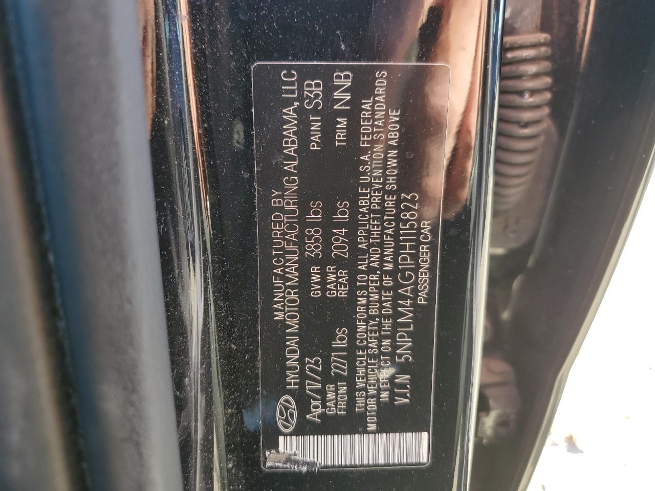 2023 HYUNDAI ELANTRA SEL VIN:5NPLM4AG1PH115823