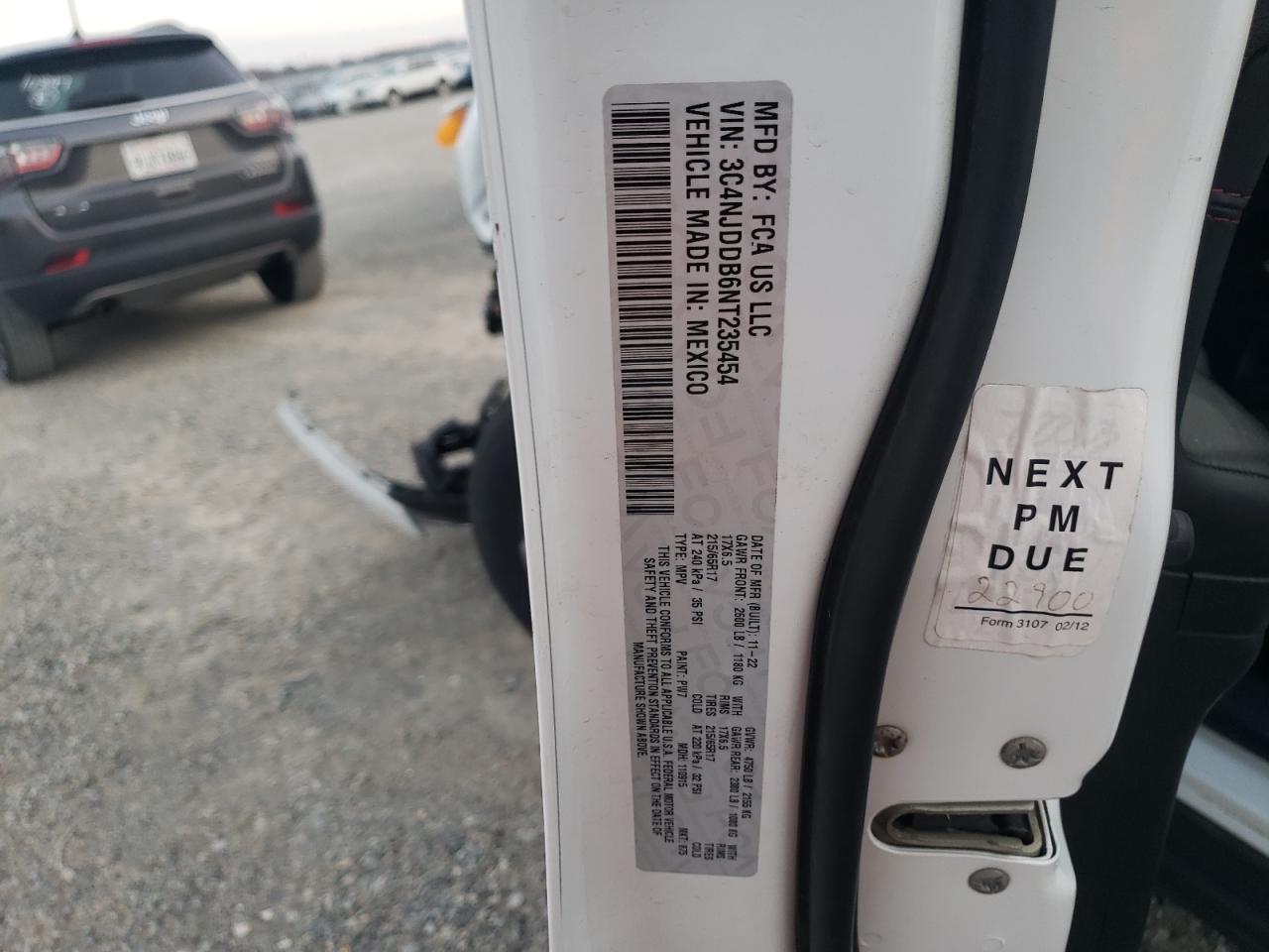 2022 JEEP COMPASS TRAILHAWK VIN:3C4NJDDB6NT235454
