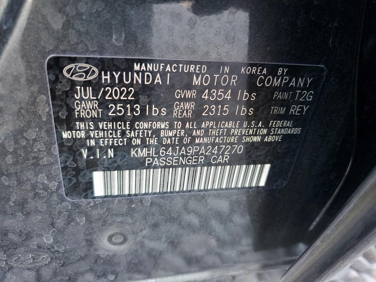 2023 HYUNDAI SONATA SEL VIN:KMHL64JA9PA247270
