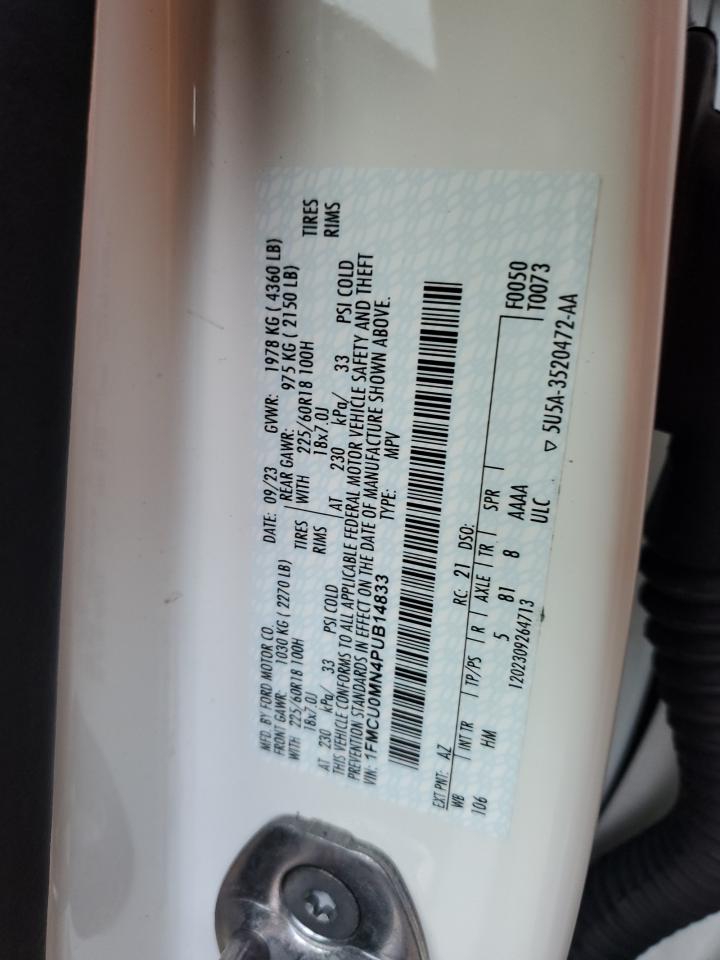 2023 FORD ESCAPE ST LINE VIN:1FMCU0MN4PUB14833