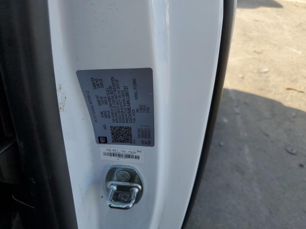 2022 CHEVROLET COLORADO  VIN:1GCHSBEA8N1186737