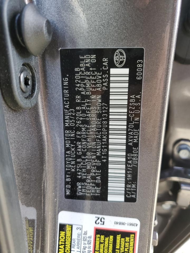 2023 TOYOTA CAMRY SE NIGHT SHADE VIN:4T1G11AK0PU813127