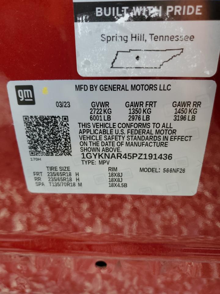 2023 CADILLAC XT5 LUXURY VIN:1GYKNAR45PZ191436