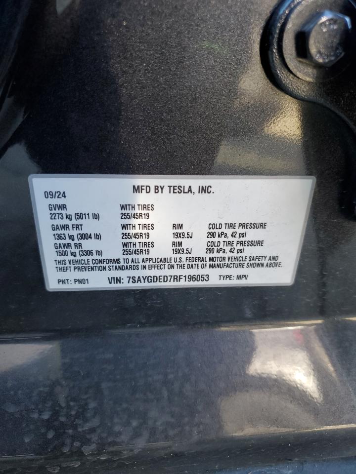 2024 TESLA MODEL Y  VIN:7SAYGDED7RF196053