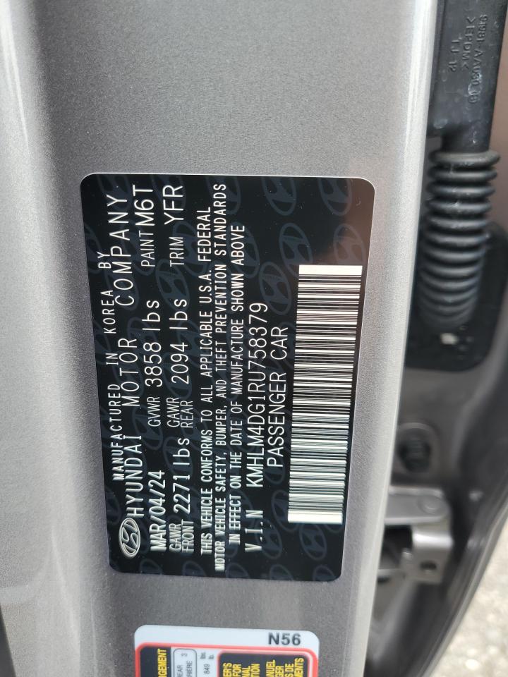 2024 HYUNDAI ELANTRA SEL VIN:KMHLM4DG1RU758379