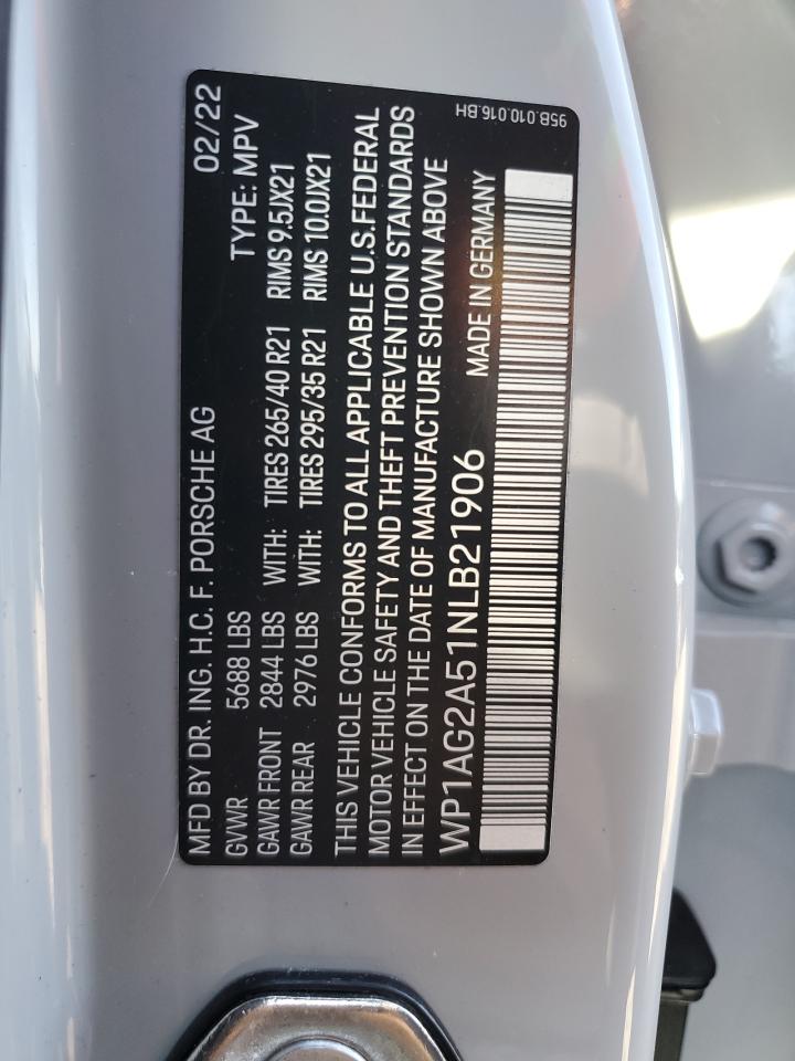 2022 PORSCHE MACAN S VIN:WP1AG2A51NLB21906