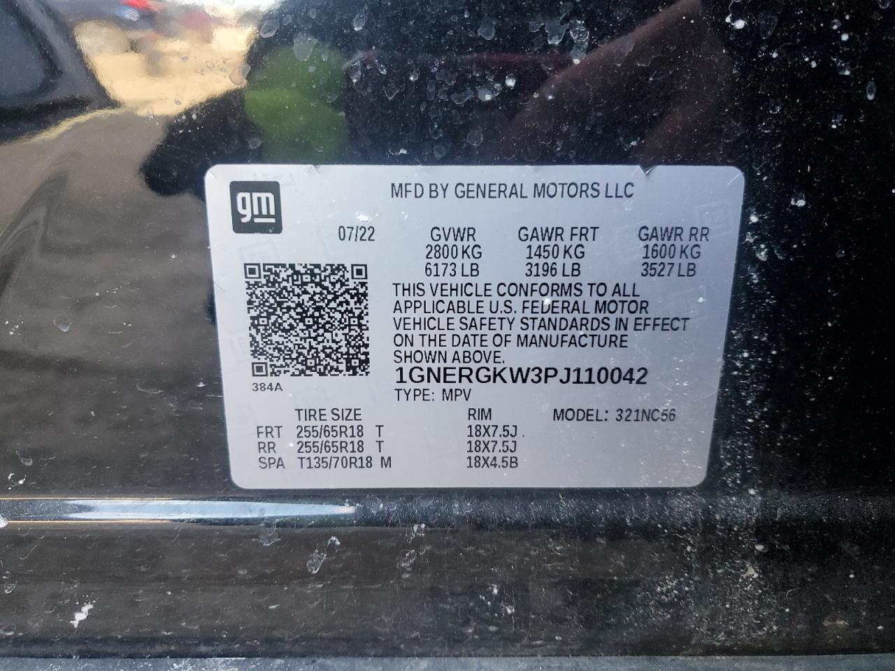 2023 CHEVROLET TRAVERSE LT VIN:1GNERGKW3PJ110042