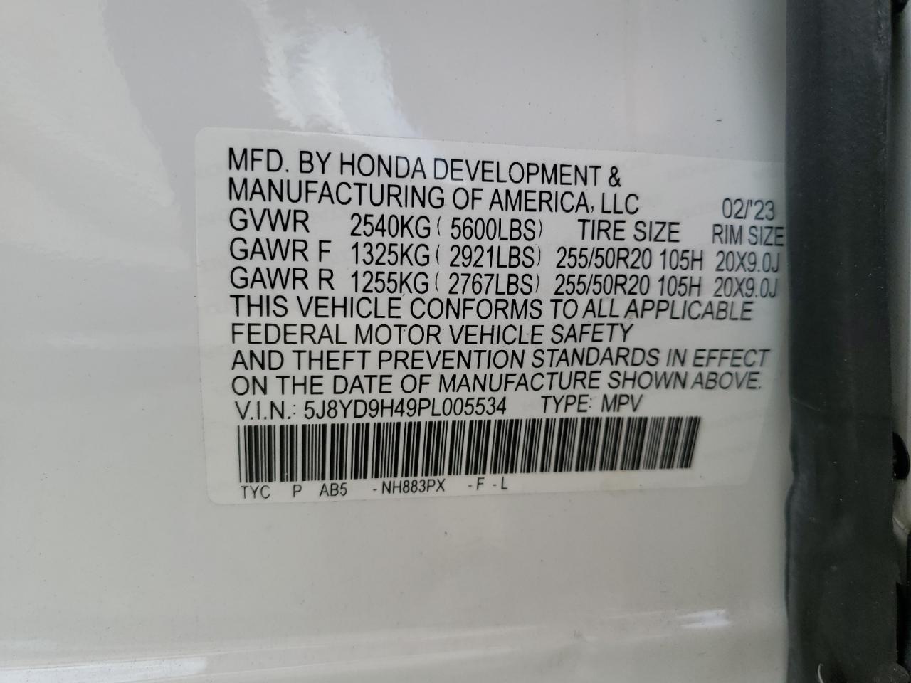 2023 ACURA MDX TECHNOLOGY VIN:5J8YD9H49PL005534