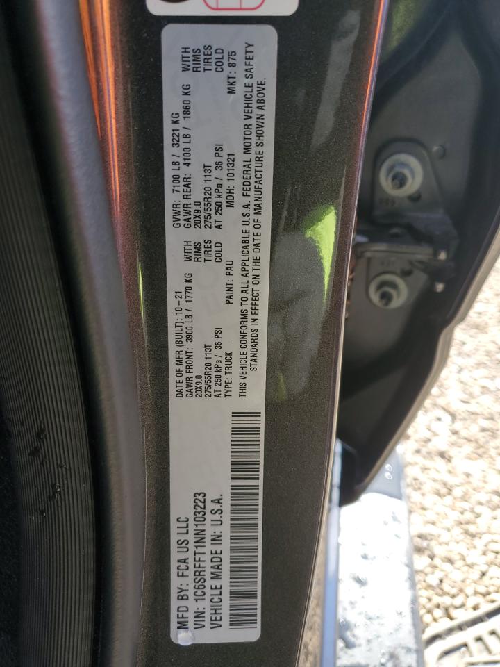 2022 RAM 1500 BIG HORN/LONE STAR VIN:1C6SRFFT1NN103223